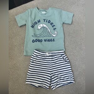 Little Planet  'High Tide & Good Vibes' T-Shirt with Striped Shorts set 5